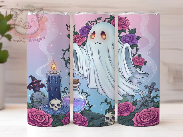 Pastel Goth Cute Skull Tumbler, Skull Halloween Wrap, 20Oz Skinny Tumbler, Cute Spooky Sublimation, Aesthetic Goth Design, Pastel Skull Tumbler, Kawaii Creepy Wrap Sublimation Lara' s Designs 
