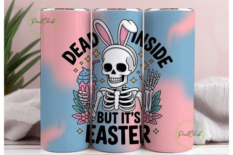 Pastel Goth Easter Skeleton 20oz Tumbler Sublimation PixelChick 