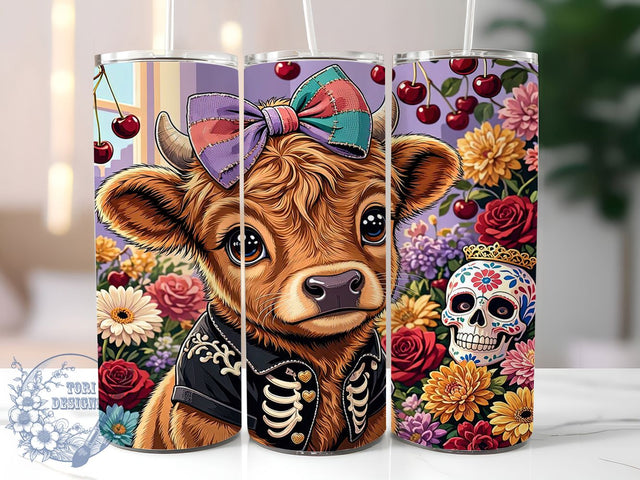 Pastel Goth Highland Calf 20oz Tumbler, Highland Calf, Pastel Goth, Cute Spooky, 20oz Wrap, Whimsical Style, Sublimation Tumbler, Festive Pattern Sublimation ToriDesigns 