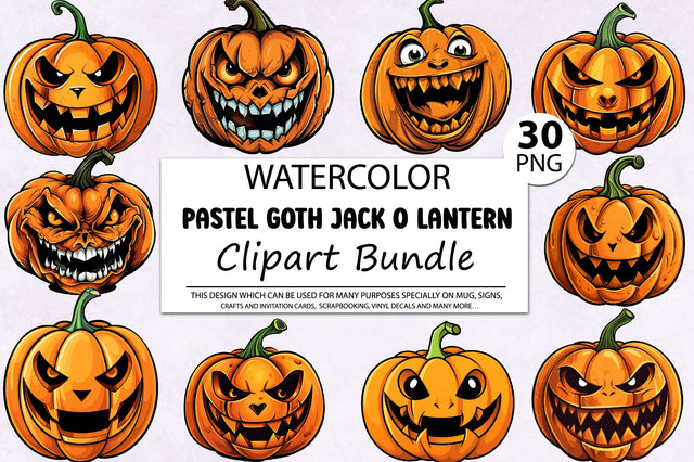 Pastel Goth Jack O Lantern Clipart Bundle Sublimation Regulrcrative 