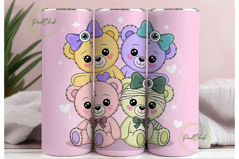 Pastel Goth Kawaii Bears Tumbler Wrap Sublimation PixelChick 