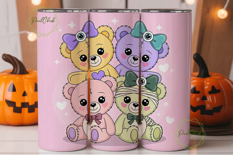 Pastel Goth Kawaii Bears Tumbler Wrap Sublimation PixelChick 