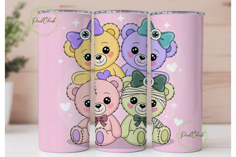 Pastel Goth Kawaii Bears Tumbler Wrap Sublimation PixelChick 