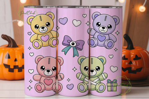 Pastel Goth Kawaii Bears Tumbler Wrap Sublimation PixelChick 