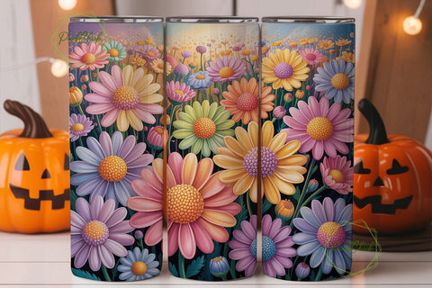 Pastel Gradient Daisies 20oz Tumbler Sublimation PixelChick 