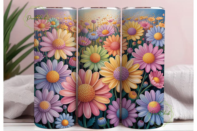 Pastel Gradient Daisies 20oz Tumbler Sublimation PixelChick 