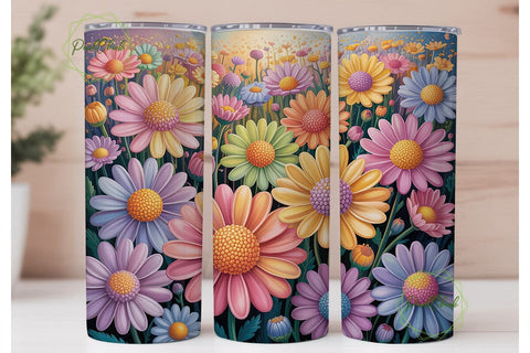 Pastel Gradient Daisies 20oz Tumbler Sublimation PixelChick 