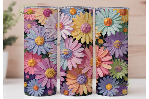Pastel Gradient Daisies 20oz Tumbler Sublimation PixelChick 