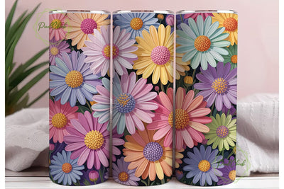 Pastel Gradient Daisies 20oz Tumbler Sublimation PixelChick 
