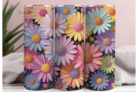Pastel Gradient Daisies 20oz Tumbler Sublimation PixelChick 