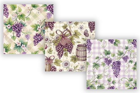 Pastel Grape Gingham Digital Paper, Seamless Watercolor Fruit Pattern Bundle, Printable Scrapbook Paper, Purple Vine Design Collection Digital Pattern FloridPrintables 