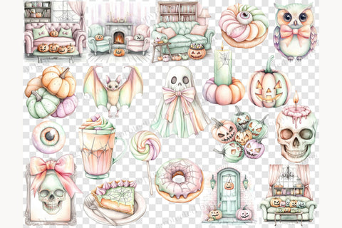 Pastel Halloween Clip Art PNG | Cute Witch Spooky Clipart SVG GlamArtZhanna 