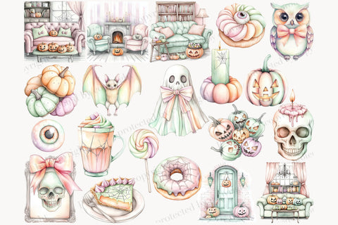 Pastel Halloween Clip Art PNG | Cute Witch Spooky Clipart SVG GlamArtZhanna 