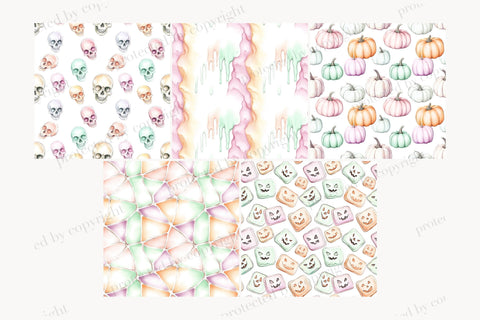 Pastel Halloween Digital Papers | Cute Spooky Background Digital Pattern GlamArtZhanna 
