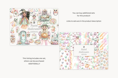 Pastel Halloween Digital Papers | Cute Spooky Background Digital Pattern GlamArtZhanna 