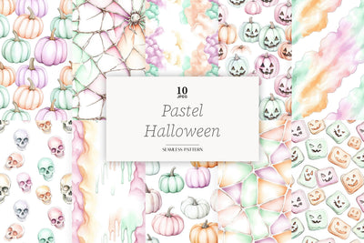 Pastel Halloween Digital Papers | Cute Spooky Background Digital Pattern GlamArtZhanna 