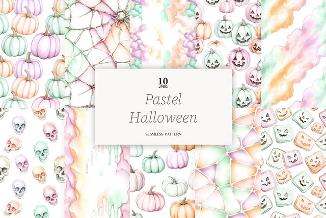 Pastel Halloween Digital Papers | Cute Spooky Background Digital Pattern GlamArtZhanna 
