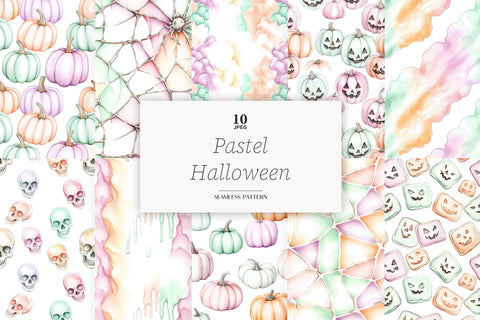 Pastel Halloween Digital Papers | Cute Spooky Background Digital Pattern GlamArtZhanna 