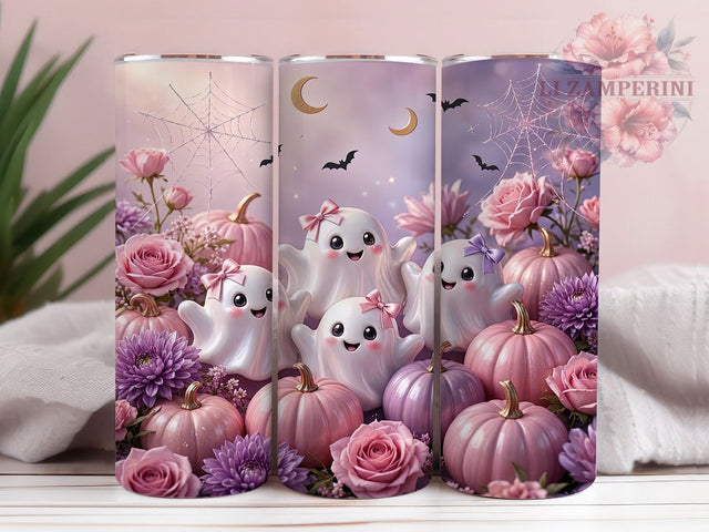 Pastel Halloween Ghosts 20oz Tumbler, Ghost Motif, Pastel Theme, Halloween Design, Whimsical Style, Cute Spooky, 20oz Wrap, Sublimation Tumbler Sublimation Li Zamperini 