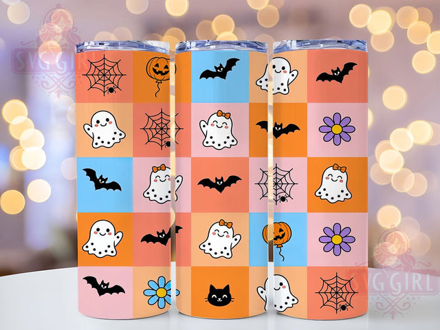 Pastel Halloween Pattern 20oz Tumbler, Pastel Theme, Halloween Design, Pattern Motif, Cute Spooky, Whimsical Charm, 20oz Wrap, Sublimation Tumbler Sublimation SvggirlplusArt 