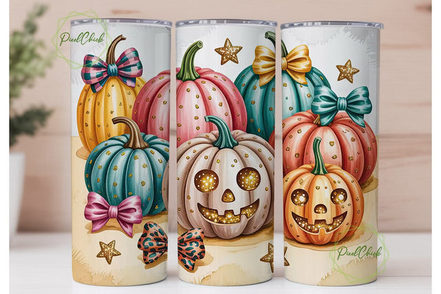 Pastel Halloween Pumpkin 20oz Tumbler Sublimation PixelChick 