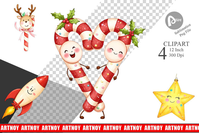 Pastel Holiday Festive Clipart Sublimation artnoy 