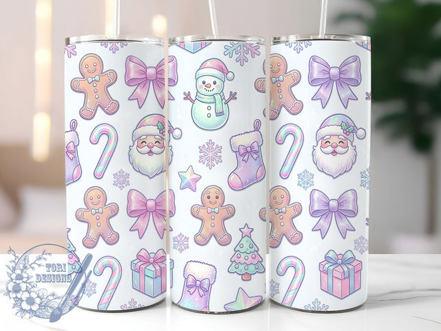 Pastel Holiday Icons 20oz Tumbler, Pastel Holiday, Holiday Icons, Christmas Tumbler, 20oz Tumbler, Pastel Christmas, Holiday Tumbler, Tumbler Wrap Sublimation ToriDesigns 