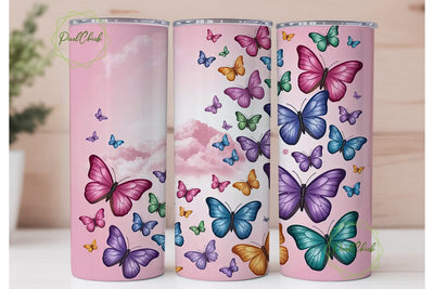Pastel Iridescent Butterfly Tumbler Wrap Sublimation PixelChick 