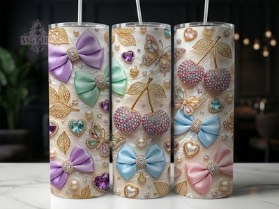 Pastel Jeweled Bows 20oz Tumbler, Pastel Jeweled Bows, Jeweled Bows PNG, Pastel Bows Tumbler, Pastel Jeweled PNG, Bows Tumbler Wrap, Jeweled Bow Tumbler, 20oz Tumbler Wrap Sublimation SvggirlplusArt 
