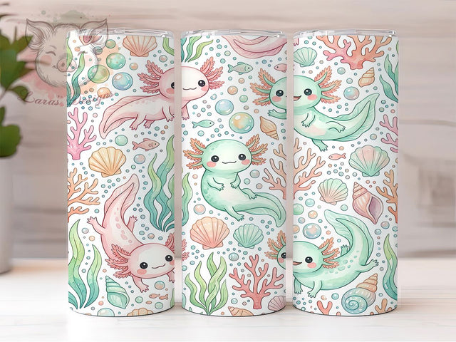 Pastel Kawaii Axolotl 20oz Tumbler, Pastel Kawaii Axolotl, Kawaii Axolotl, Pastel Axolotl, Axolotl Tumbler, 20oz Tumbler, Cute Axolotl, Tumbler Wrap Sublimation Lara' s Designs 