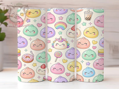 Pastel Kawaii Dumplings 20oz Tumbler, Cute Food, Soft Colors, Asian Cuisine, Whimsical Art, Pink And Blue, Playful Design, Sublimation Wrap Sublimation Lara' s Designs 