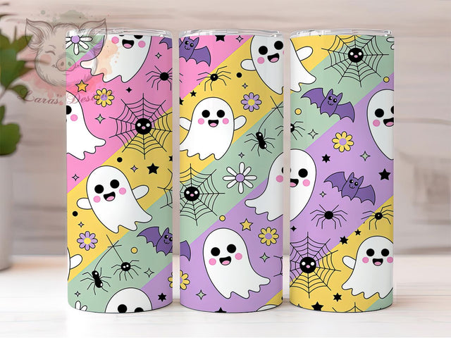 Pastel Kawaii Ghost Halloween Tumbler, Pastel Ghosts Wrap, Cute Halloween Cup, 20Oz Sublimation Design, Kawaii Ghost Tumbler, Pastel Spooky Mug, Halloween Drinkware Sublimation Lara' s Designs 
