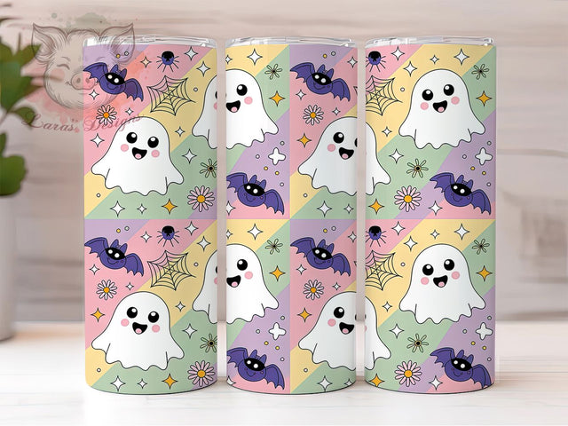 Pastel Kawaii Ghost Halloween Tumbler, Pastel Ghosts Wrap, Cute Halloween Cup, 20Oz Sublimation Design, Kawaii Ghost Tumbler, Pastel Spooky Mug, Halloween Drinkware Sublimation Lara' s Designs 
