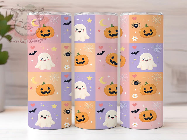 Pastel Kawaii Halloween 20oz Tumbler, Pastel Halloween, Kawaii Ghosts, 20oz Wrap, Cute Spooky, Whimsical Style, Sublimation Tumbler, Festive Pattern Sublimation Lara' s Designs 