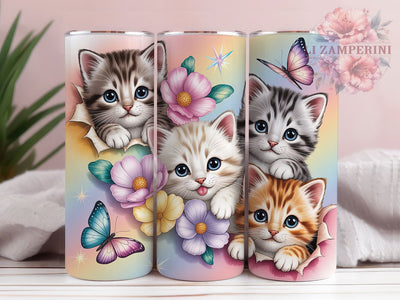 Pastel Kitten Magical Eyes 20oz Tumbler, Cute Fluffy Cat, Big Blue Eyes, Magical Design, Adorable Theme, 20oz Tumbler Wrap, Sublimation PNG Sublimation Li Zamperini 