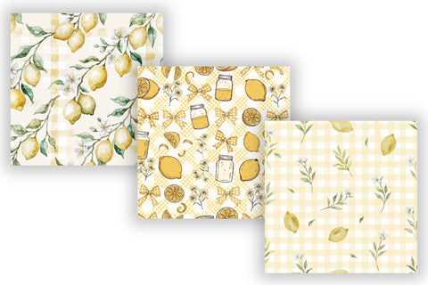 Pastel Lemon Gingham Digital Paper, Seamless Watercolor Citrus Pattern Pack, Printable Scrapbook Paper, Summer Yellow Design Bundle Digital Pattern FloridPrintables 