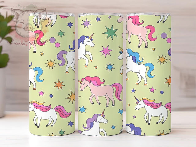 Pastel Magical Unicorn Tumbler, Cute Pony Tumbler, Horse Seamless Pattern, 20oz Tumbler Wrap, Sublimation Design, Magical Unicorn Gift, Trendy Fantasy Tumbler Sublimation Lara' s Designs 