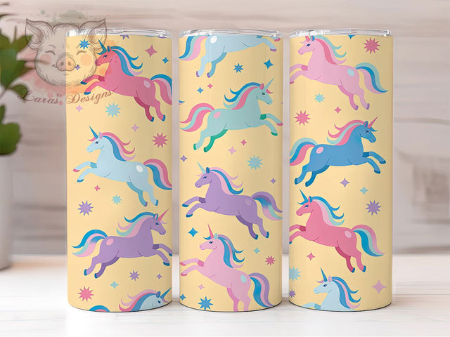 Pastel Magical Unicorn Tumbler, Cute Pony Tumbler, Horse Seamless Pattern, 20oz Tumbler Wrap, Sublimation Design, Magical Unicorn Gift, Trendy Fantasy Tumbler Sublimation Lara' s Designs 