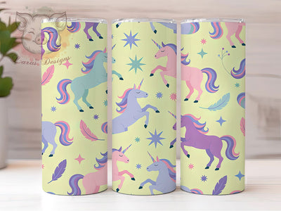 Pastel Magical Unicorn Tumbler, Cute Pony Tumbler, Horse Seamless Pattern, 20oz Tumbler Wrap, Sublimation Design, Magical Unicorn Gift, Trendy Fantasy Tumbler Sublimation Lara' s Designs 