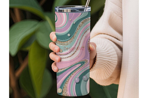 Pastel Marble Glitter 20oz Tumbler Wrap Sublimation DesignSVG 