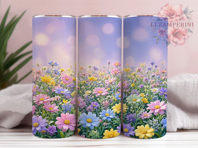 Pastel Meadow Bokeh Glow 20oz Tumbler, Pastel Theme, Meadow Motif, Bokeh Effect, Glow Style, Whimsical Charm, Skinny Tumbler, Sublimation PNG Sublimation Li Zamperini 