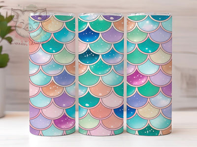 Pastel Mermaid Scales 20oz Tumbler, Mermaid Scales, Pastel Style, Ocean Theme, Sublimation Wrap, 20oz Tumbler, Fantasy Aesthetic, Mystical Design Sublimation Lara' s Designs 