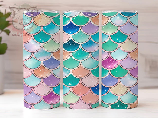 Pastel Mermaid Scales 20oz Tumbler, Mermaid Scales, Pastel Style, Ocean Theme, Sublimation Wrap, 20oz Tumbler, Fantasy Aesthetic, Mystical Design Sublimation Lara' s Designs 