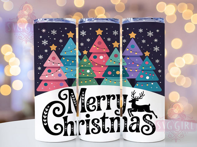 Pastel Merry Christmas Tree Tumbler, Merry Christmas Tree Sublimation, Soft Holiday Drinkware Design, 20oz Skinny Tumbler Wrap, Cute Pastel Xmas Wrap, Modern Christmas Tree Sublimation, Festive Pastel Holid Sublimation SvggirlplusArt 