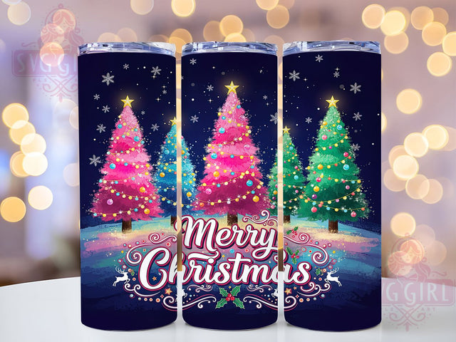 Pastel Merry Christmas Tree Tumbler, Merry Christmas Tree Sublimation, Soft Holiday Drinkware Design, 20oz Skinny Tumbler Wrap, Cute Pastel Xmas Wrap, Modern Christmas Tree Sublimation, Festive Pastel Holid Sublimation SvggirlplusArt 
