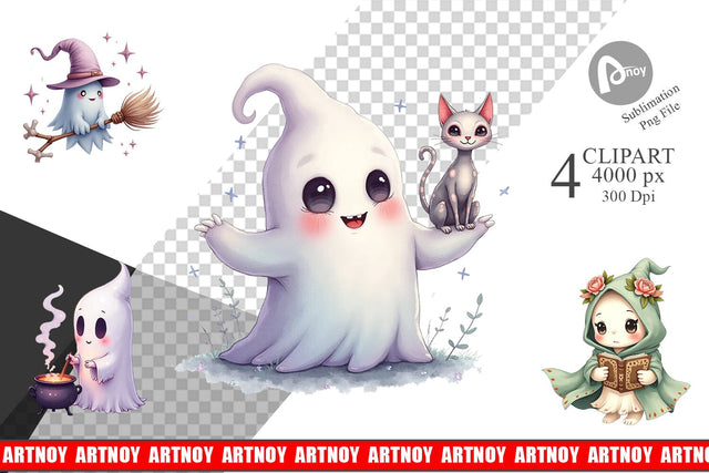 Pastel Necromancer Ghost Clipart Sublimation artnoy 