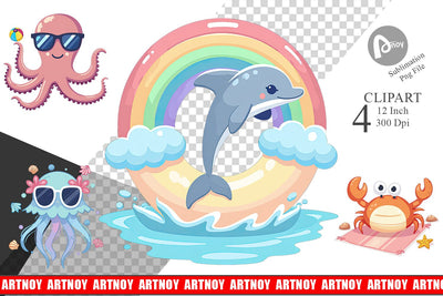 Pastel Ocean Cuties Clipart Sublimation artnoy 