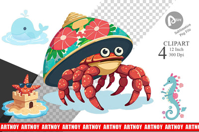 Pastel Ocean Cuties Clipart Sublimation artnoy 