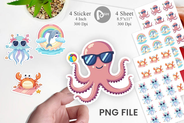 Pastel Ocean Cuties Sticker Sublimation artnoy 