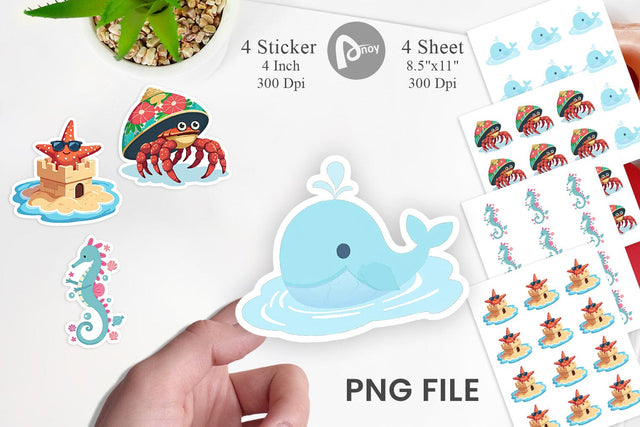 Pastel Ocean Cuties Sticker Sublimation artnoy 